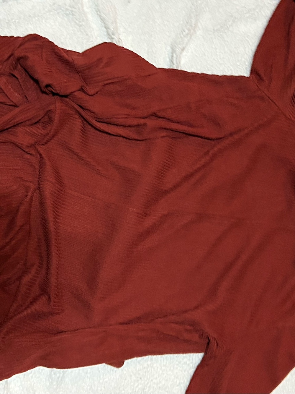LC Lauren Conrad Long Sleeve Scoop Neck Top - Rust Red